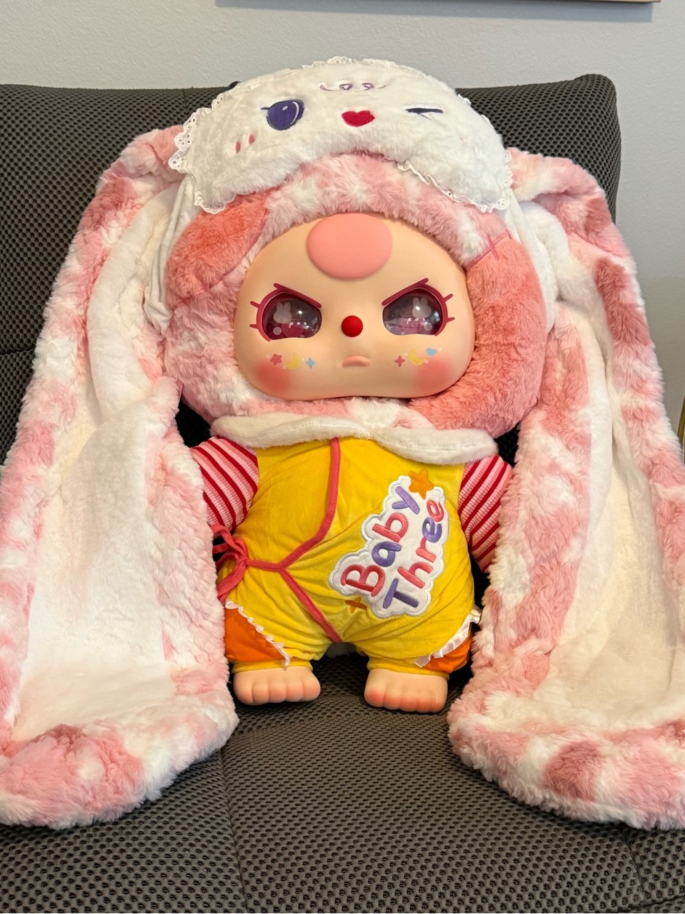 Baby Three 1000% V1 Pink Bunny Plush Doll w/ Purple Liquid Eyes